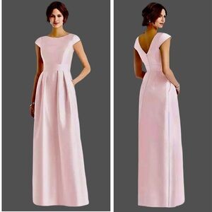 NWT Alfred Sung D767 Pink Cap Sleeve Pleated Skirt Dress with Pockets, Size 6R